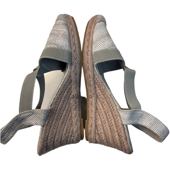 WANTED Women's Platform Sandals Wedge Heel Knit Woven Silver Gray Size 10 - Picture 5 of 7